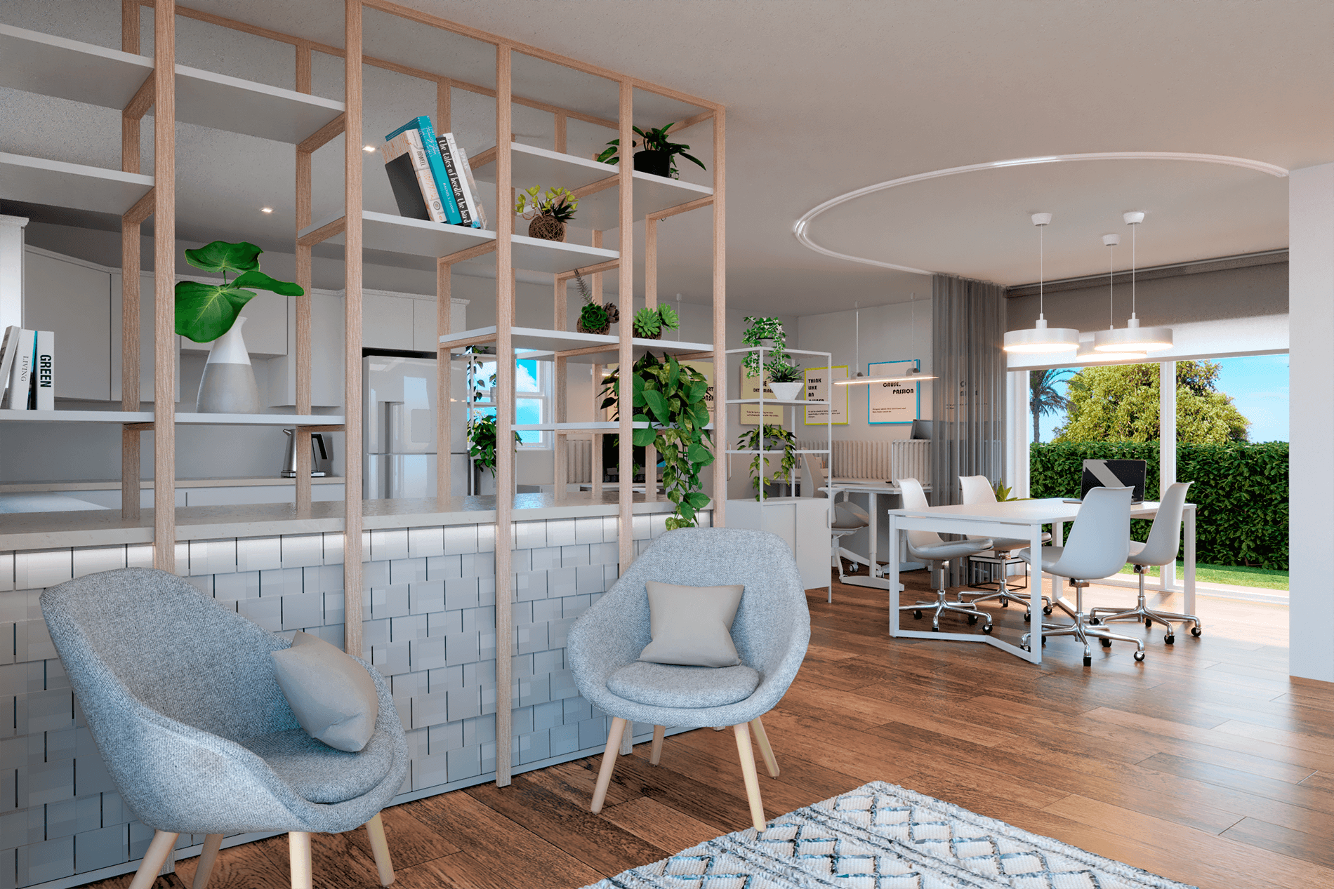 Modular Business Office - lobby area with two chairs, designed by Beatrice Leupold Modular Business Office - lobby area with two chairs, designed by Beatrice Leupold