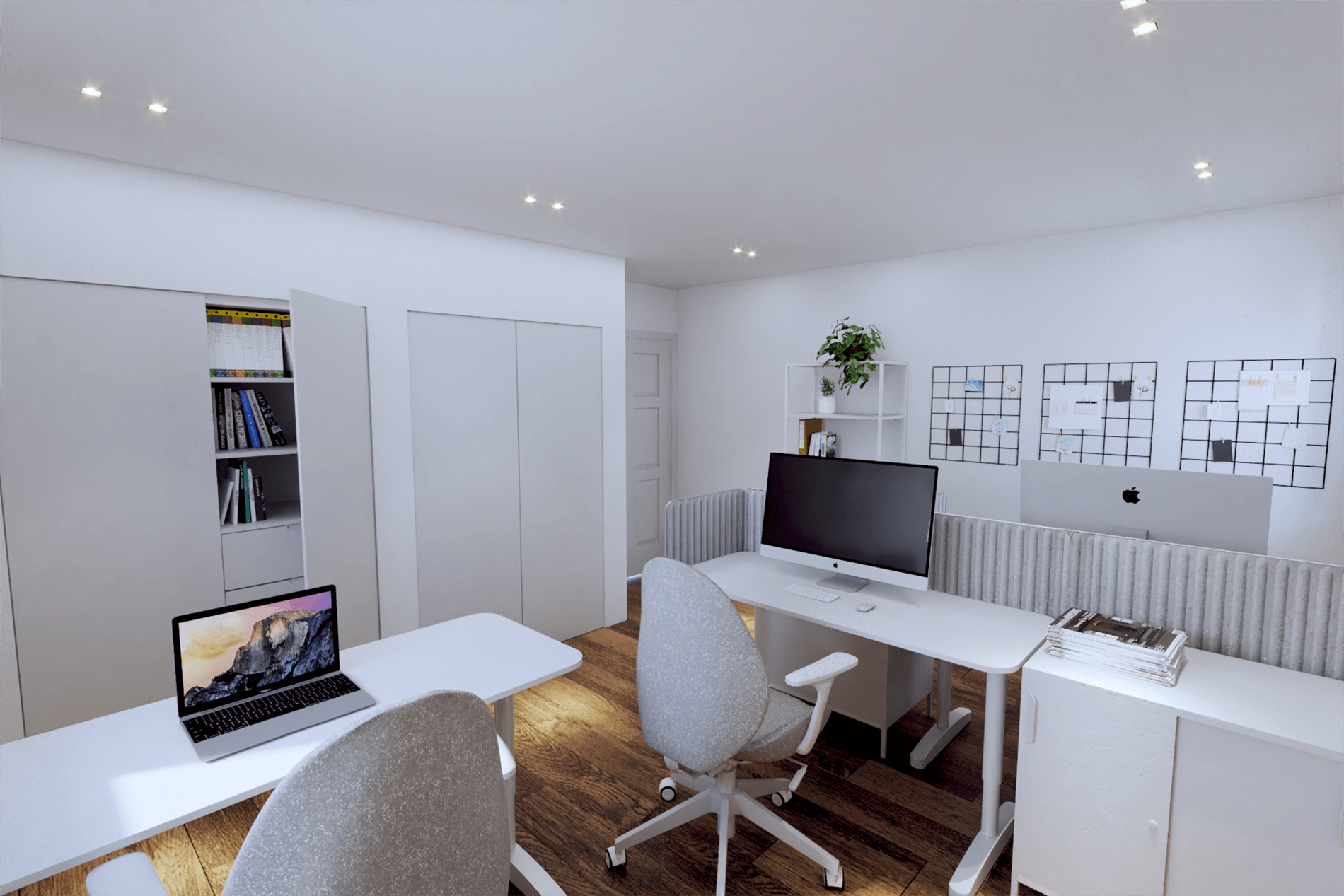Modular Business Office - bedroom turned into a room with two work stations, designed by Beatrice Leupold Modular Business Office - bedroom turned into a room with two work stations, designed by Beatrice Leupold