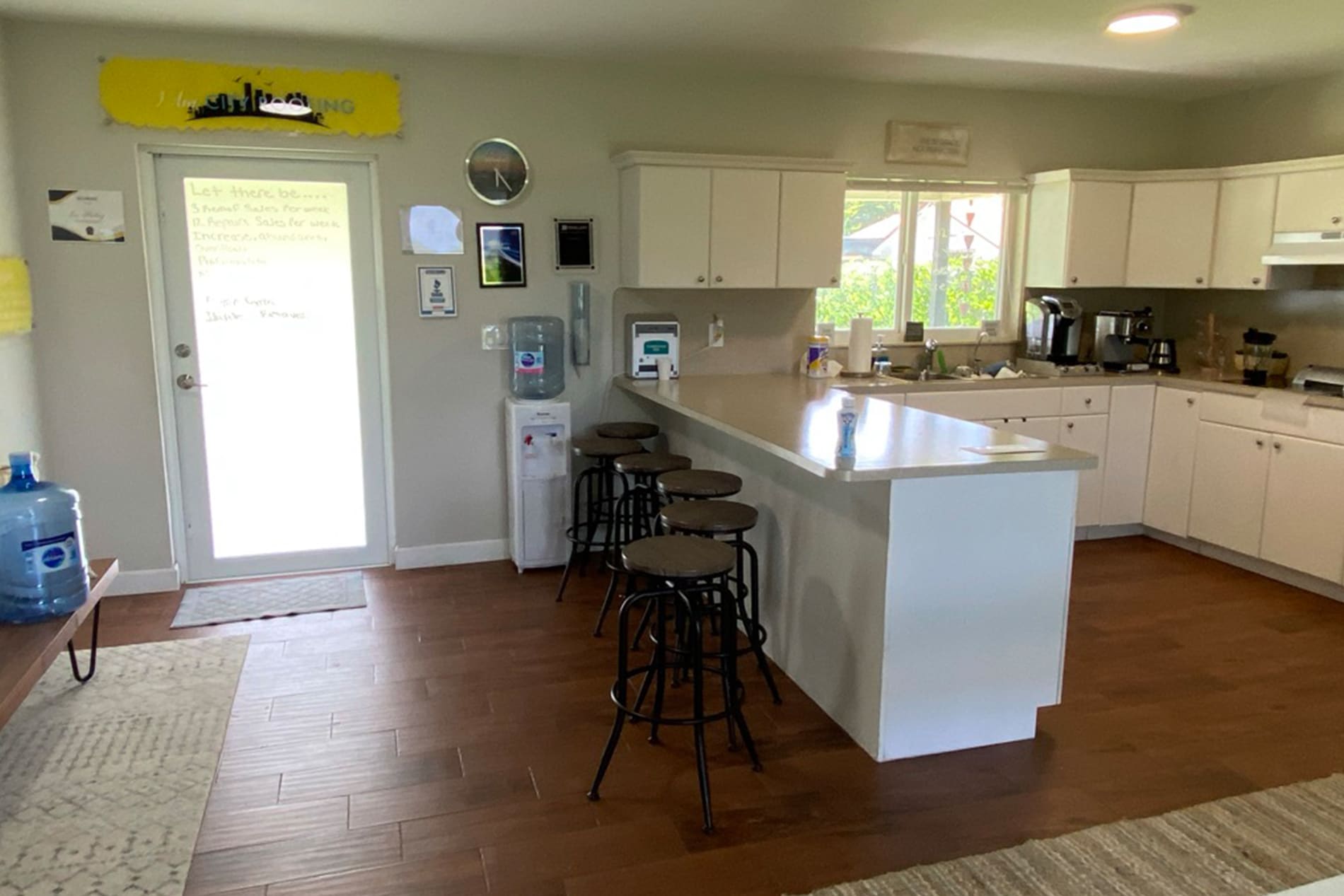 2_0002_modular office before 2 Modular Business Office - view of the front porch with wooden roof, designed by Beatrice Leupold